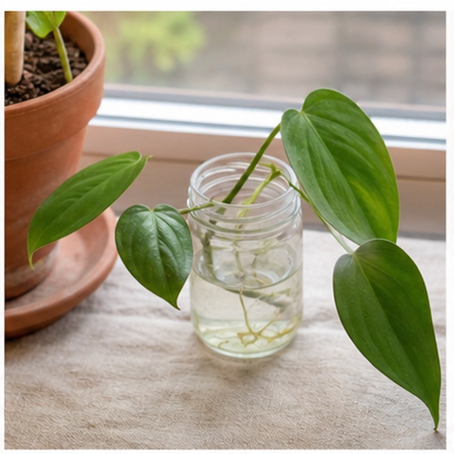 Philodendron Heartleaf als kleiner bewurzelter Ableger